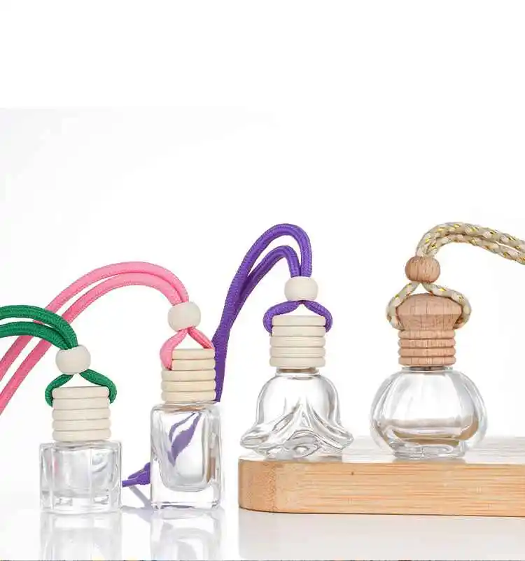 2022 Empty 8ml Car perfume Air Freshener Bottle Glass Screen Printing auto perfume Custom Cork Wooden Customized free sample