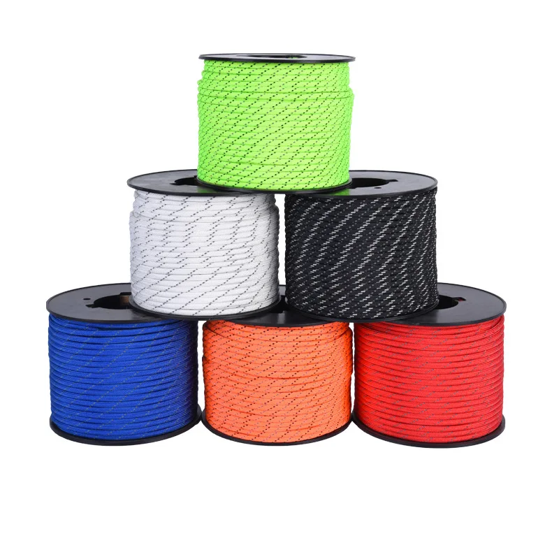 Outdoor Survival Paracord 2Mm 3Mm 4Mm Parachute Cord 100% Nylon 550 Pounds Rope 50ft 100ft Paracord spool