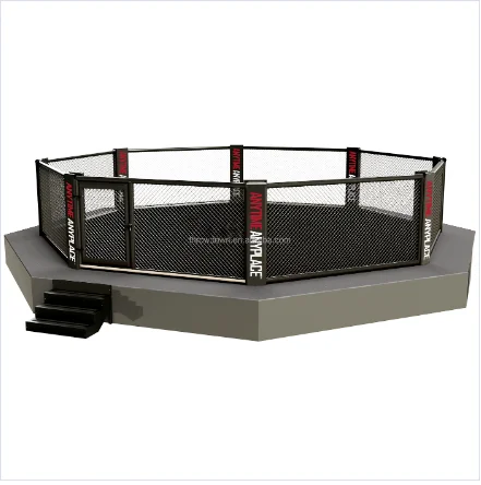 Competition Boxing MMA Cage Black Color Customized Logo 1 Meter Catwalk Platform Octagon MMA Cage