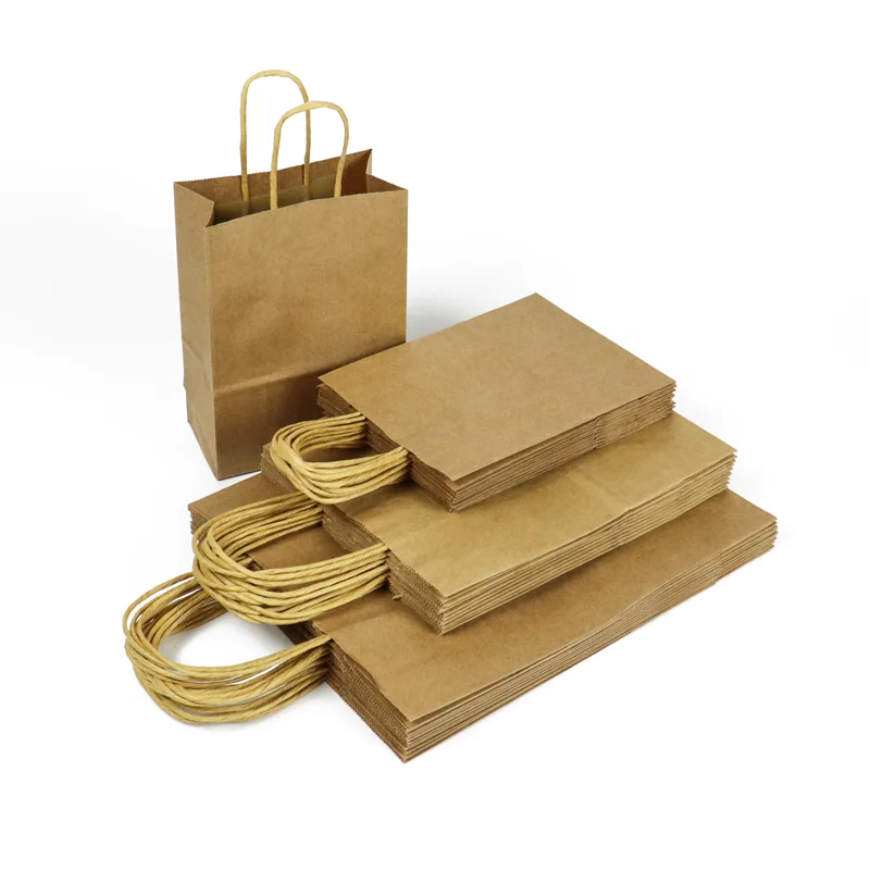 Crown win white paper gift bag with handle for small business shoes clothes packaging kraft black brown shopping craft paper bag