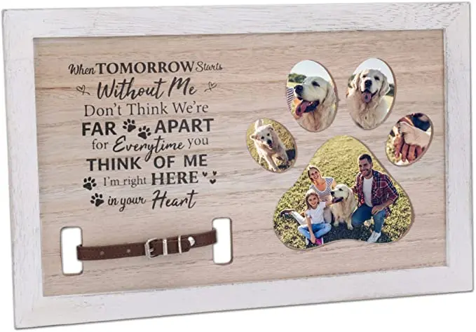 Custom Wood Pet Memorial Photo Frame for Dogs and Cats Personalized Paw Print Picture Frame for Pet Loss
