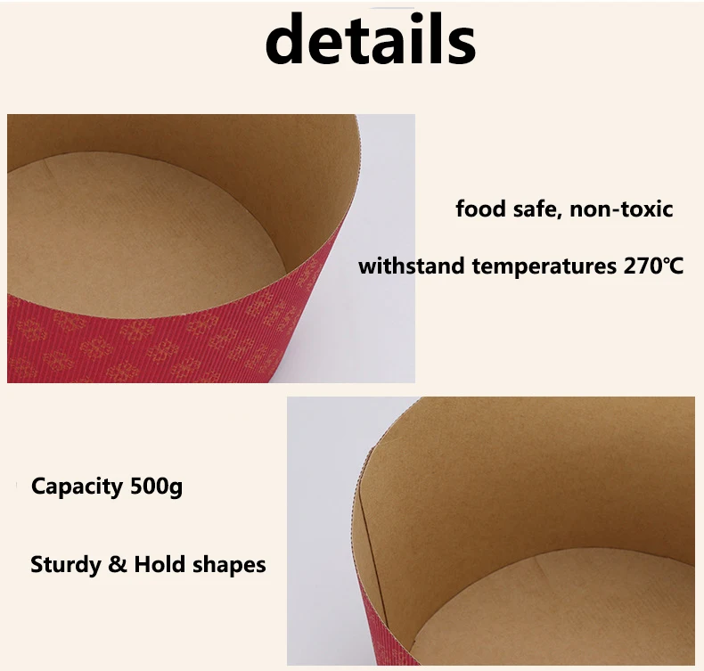 XL 6 inch-Panettone Paper Cake Mold Pan - Custom Round Loaf Bread Cake Cups High Temperature Resistant Non Stick Oven Cupcake