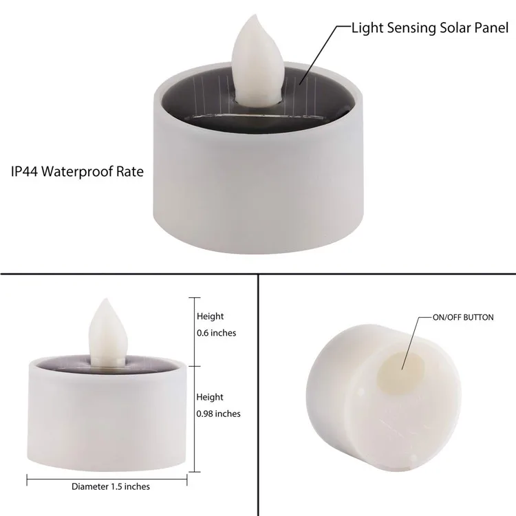 Solar Outdoor Flameless LED Candle Everyday Decorative Solar Tea Light Candles