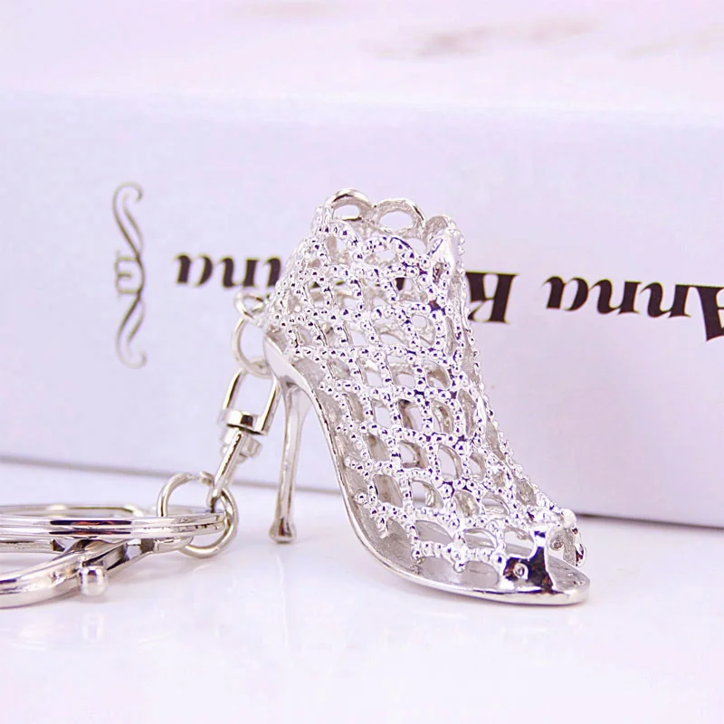 New Fashion  High Quality Bling Promotional Rhinestones Women High Heel Shoes Metal Keychain