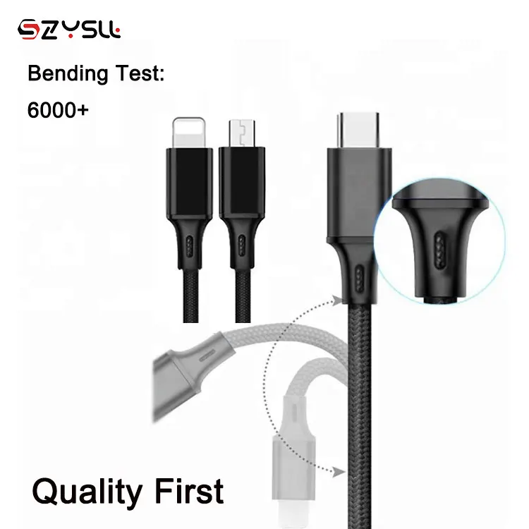 Wholesale Nylon Braided  3 in 1 USB  cable