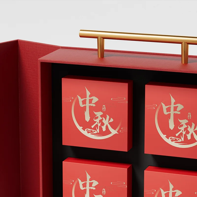 Custom Design Printed Premium Rigid Folding Moon Cake Box Packaging Gift Box Packaking Luxury Customized Folding Box