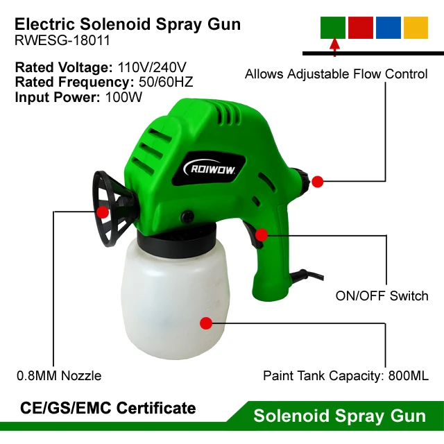 100W Portable Electric Mini Solenoid Paint Spray Gun HVLP Airless Wall Coating Electric Power Paint Sprayer Gun