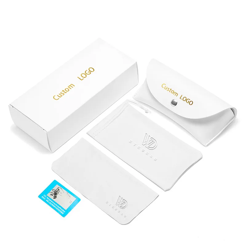 Lower Price  2022 Luxury White Sunglasses Case Custom Logo PU Leather Case for Glasses