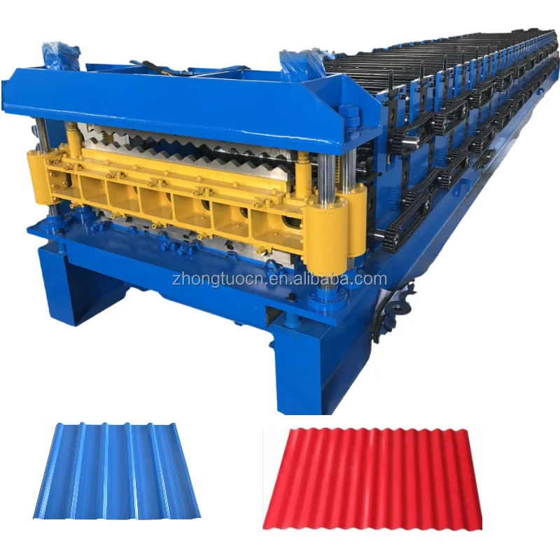 High-Efficiency Double Deck Trapezoidal AG Panel Roll Forming Machine Steel Material Metal Roofing Wall Use Tile America