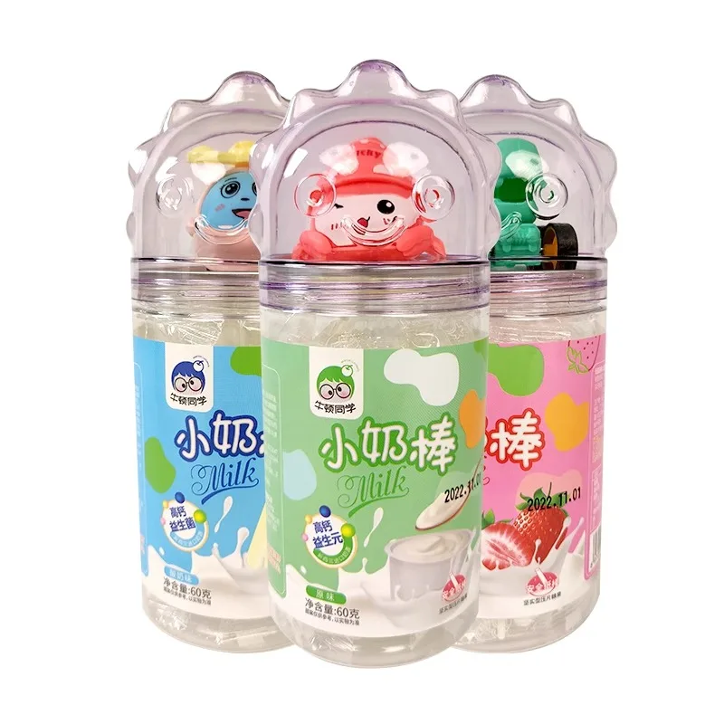 Cartoon Pattern Yogurt Sticks in Attractive Bottles Small Milk Sticks candy with Diverse Flavors