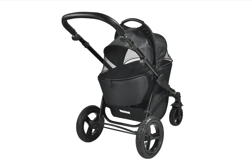 Aluminum Tube Stroller Hot Selling Portable Pet Products Pet Buggy With 4 Wheel In Black Color