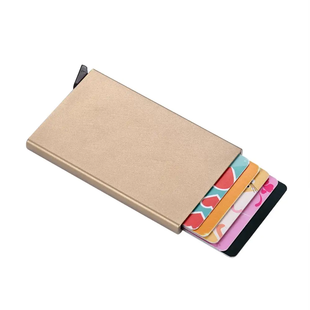 Оптовая продажа, лидер продаж, автоматический выдвижной Футляр для кредитных карт с логотипом на заказ, Карманный Кошелек с RFID-блокировкой из алюминиевого сплава