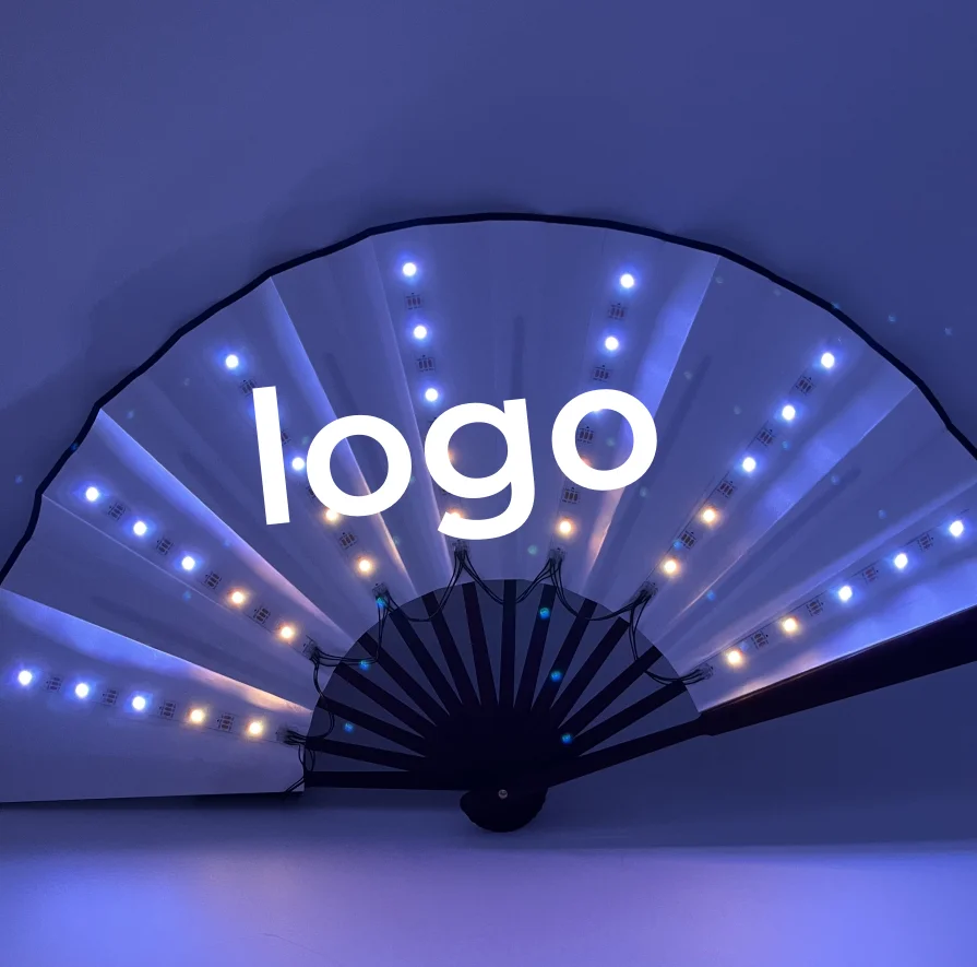 LED Fan Stage Performance Dancing Lights Fans Rechargeable Luminous Flash Nightclub Handheld Fan EDC DJ Props