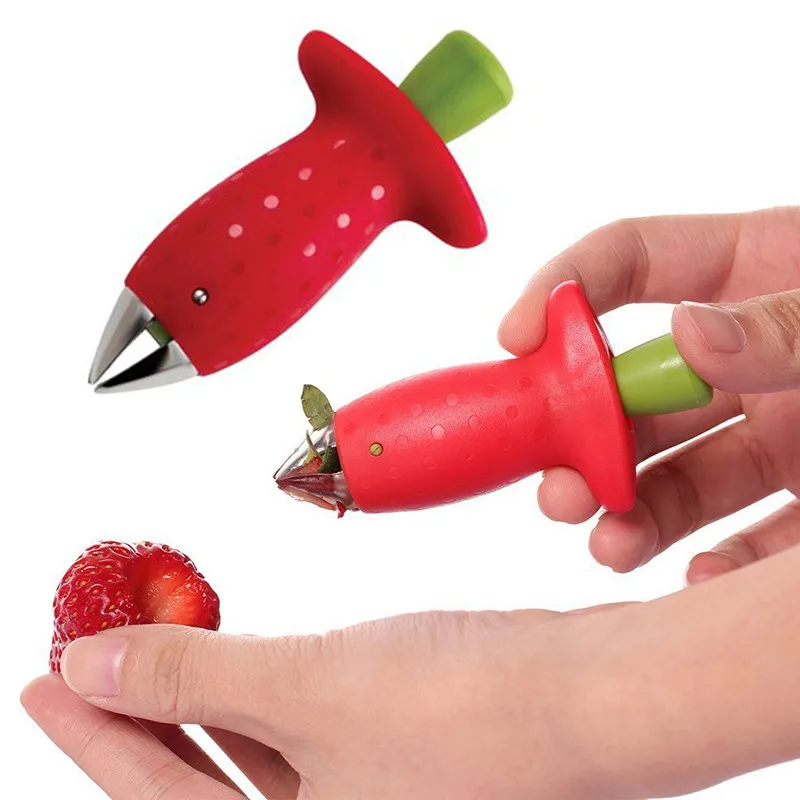 Plastic Fruit Leaf Remover Gadget Tomato Stalks Strawberry Knife Stem Remover Kitchen Cooking Tool Strawberry Hullers Metal
