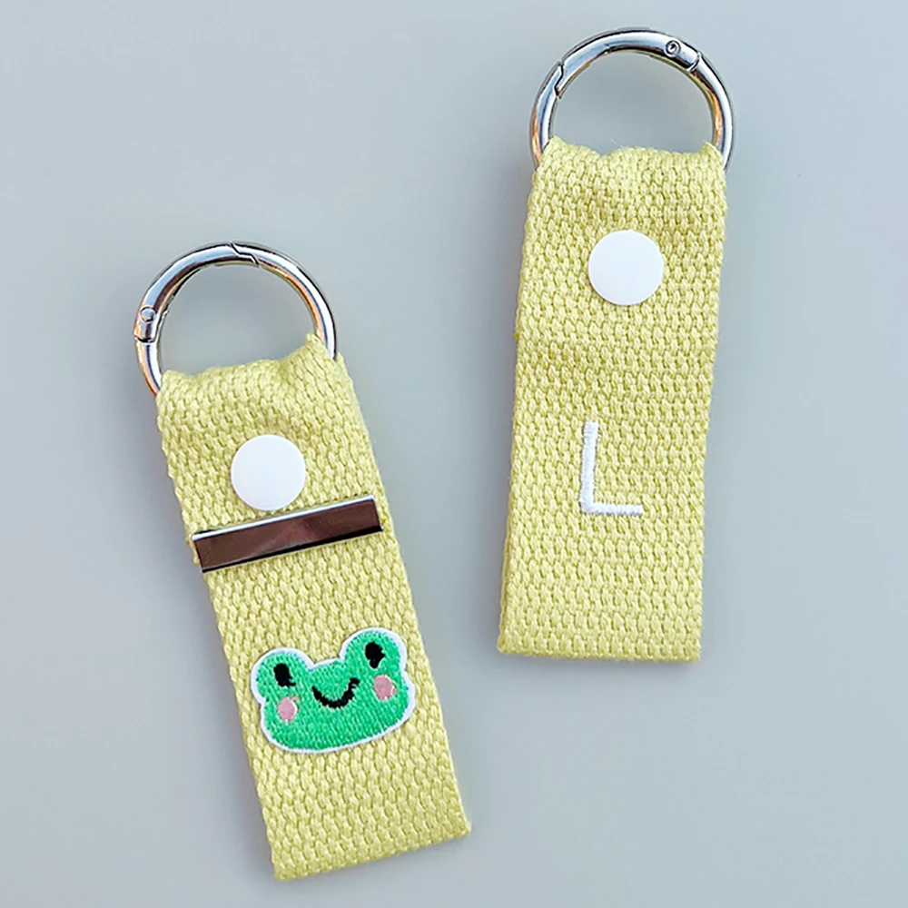 Custom Personalized Embroidered Initial Tag Kids Name Tag Birthday Gift Luggage Tag Keyring Short Canvas Webbing Strap Keychain
