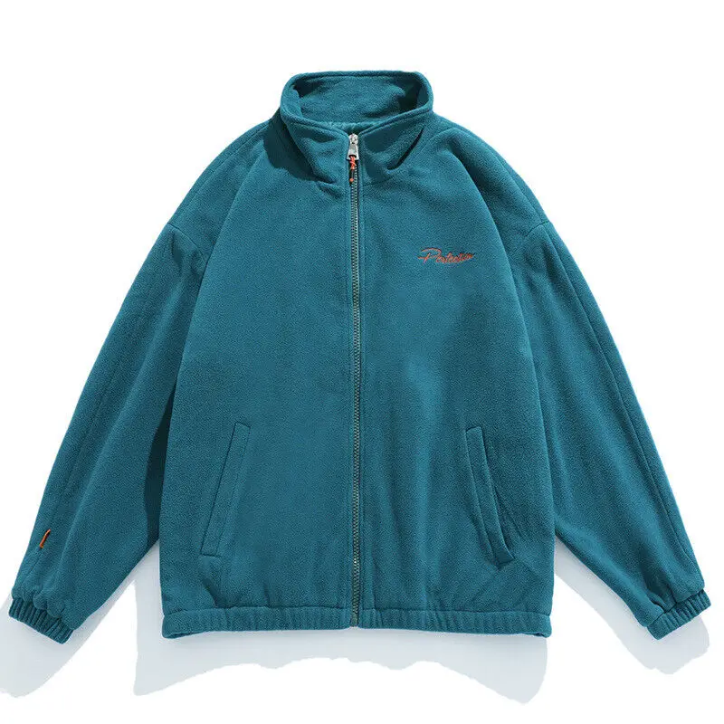 New Custom Logo Sherpa Polar Fleece Jacket Fashionable Varsity Jackets Outdoor Fleece Jacket For Men