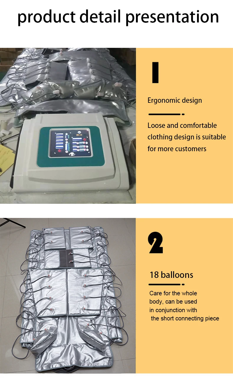 2024 popular 48 Air Chambers Spa Professional Cavitation Lymph Drainage Vacuum Massage Suit Air Pressure Massager Pressotherapy