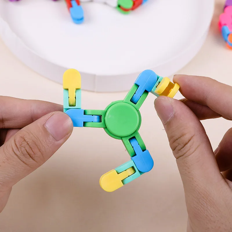 2024 Explosive fingertip gyroscope decompression toy mechanical folding deformation surface change finger light