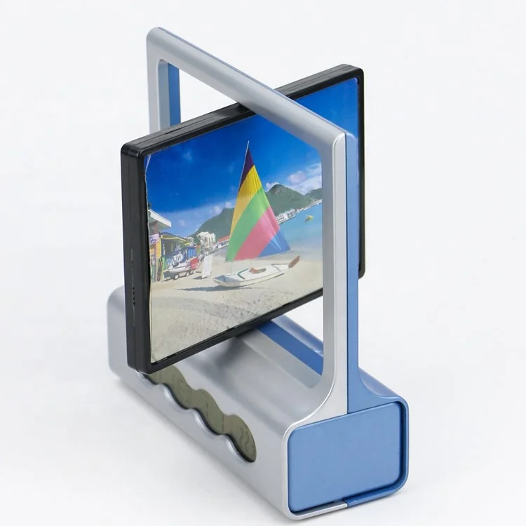 KH-CL050 Calendar Temperature Display Picture Frame Digital Clock with Rotating Two-side Photoframe