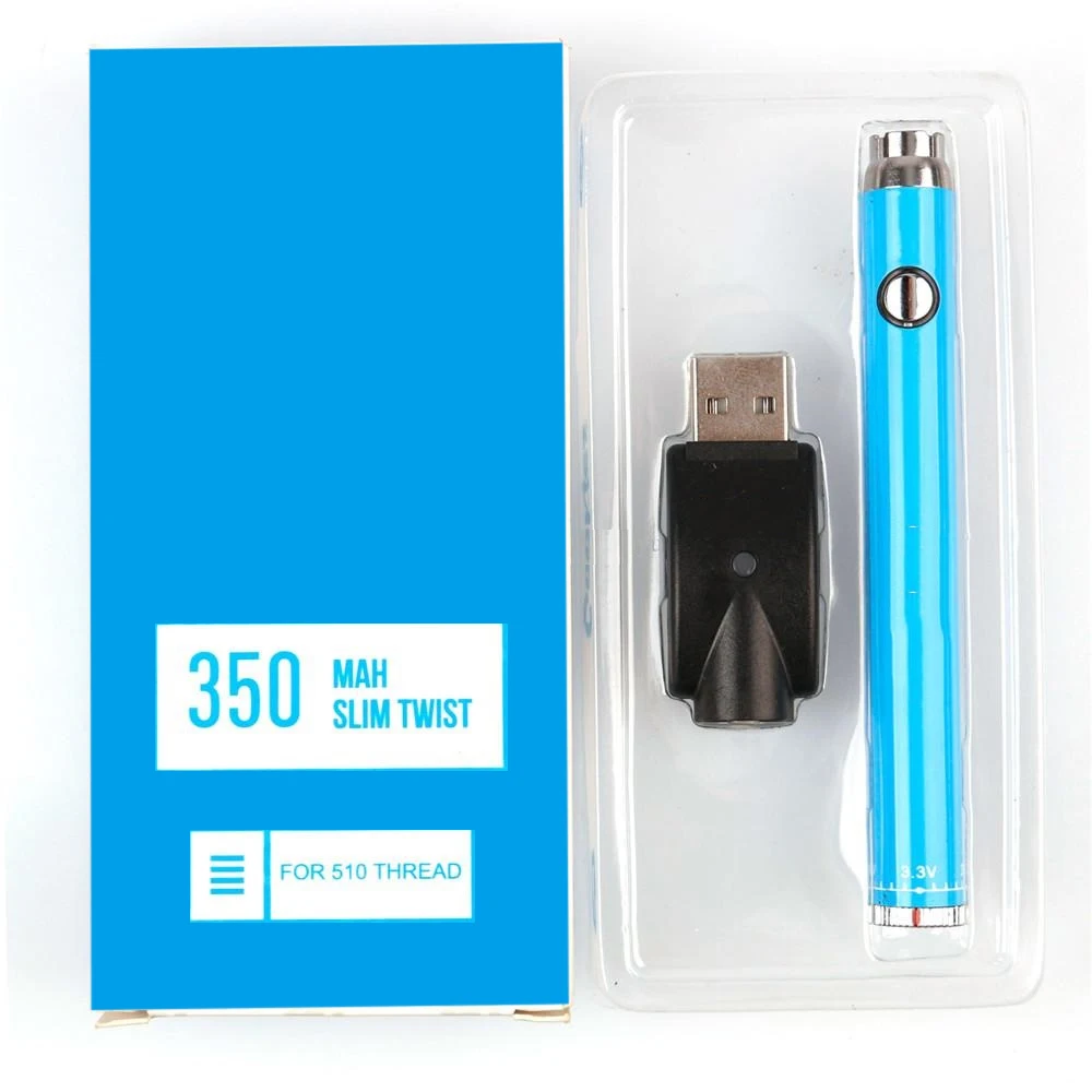 
High quality 350mAh adjustable voltage twist cbd 510 thread preheating vapes pen battery 