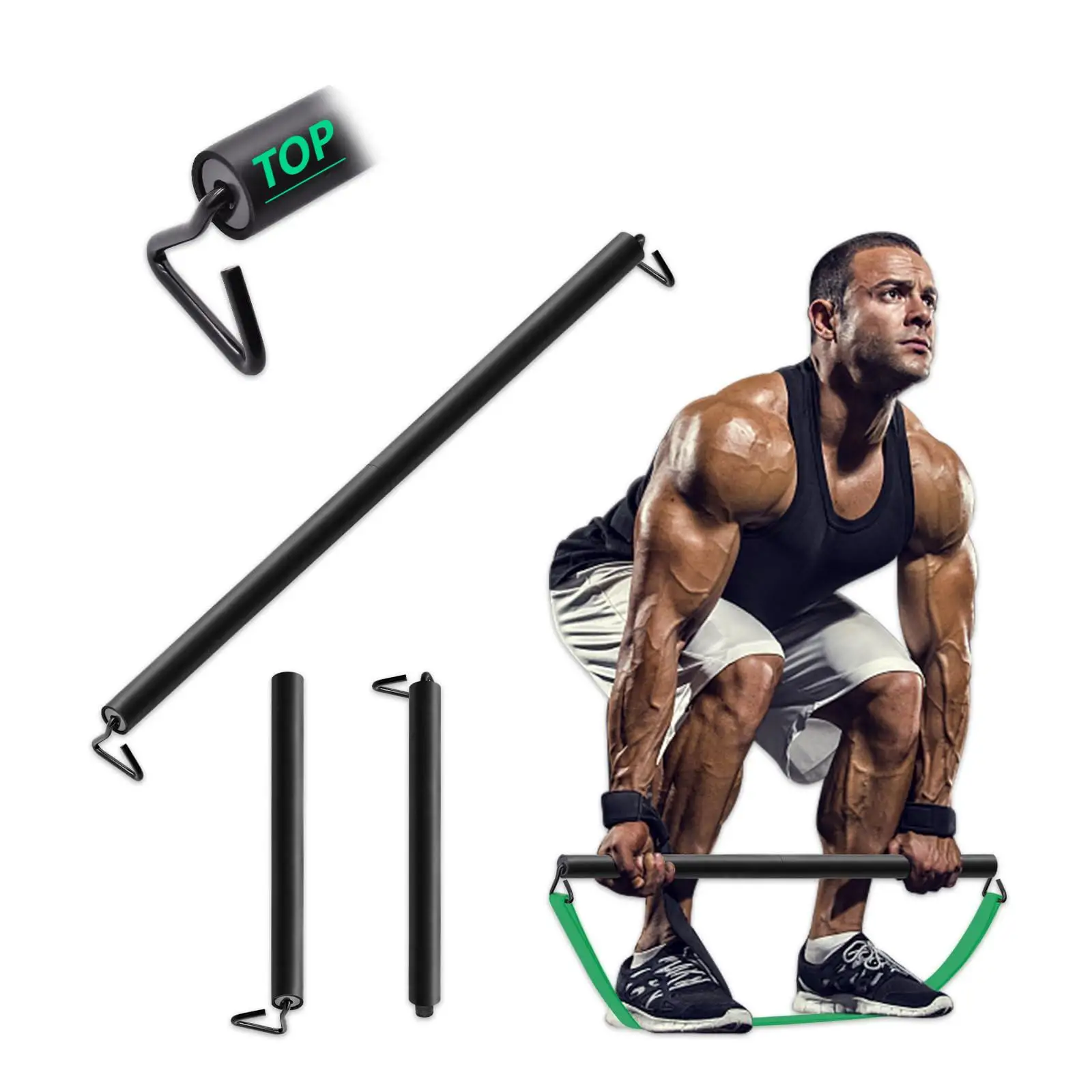 Latex Resistance Bands Suit for Working Out Rubber TPE Resistance Band Bar Pilates Training Home with Beginner Workout Equipment