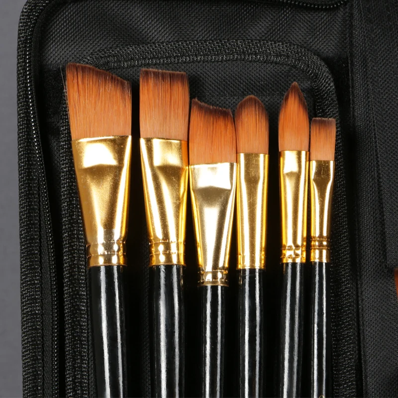 Art Supply Set 15pcs Paint Brush Set Nylon Hair Artist Acrylic Brushes for Canvas Painting