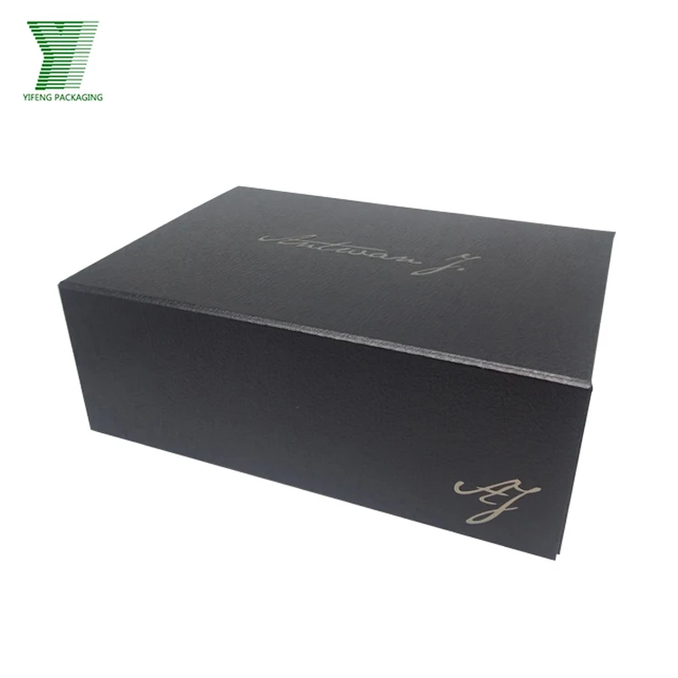 Black Packaging Custom Logo Flat Pack Boxes Luxury Gift Chipboard Packaging Box