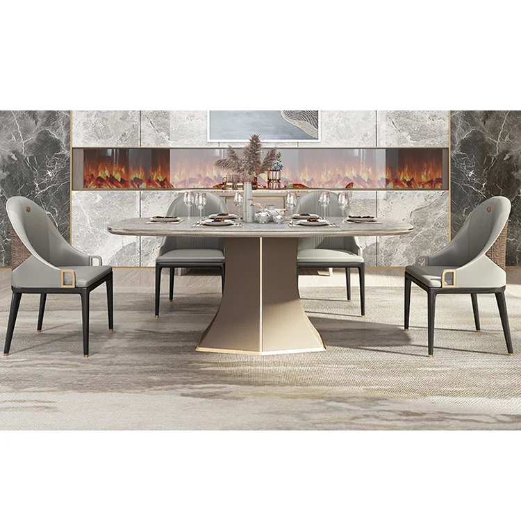 Custom Nordic Dining Table And Chair Combination Solid Wood And Metal Dining Table 6 Chairs Set