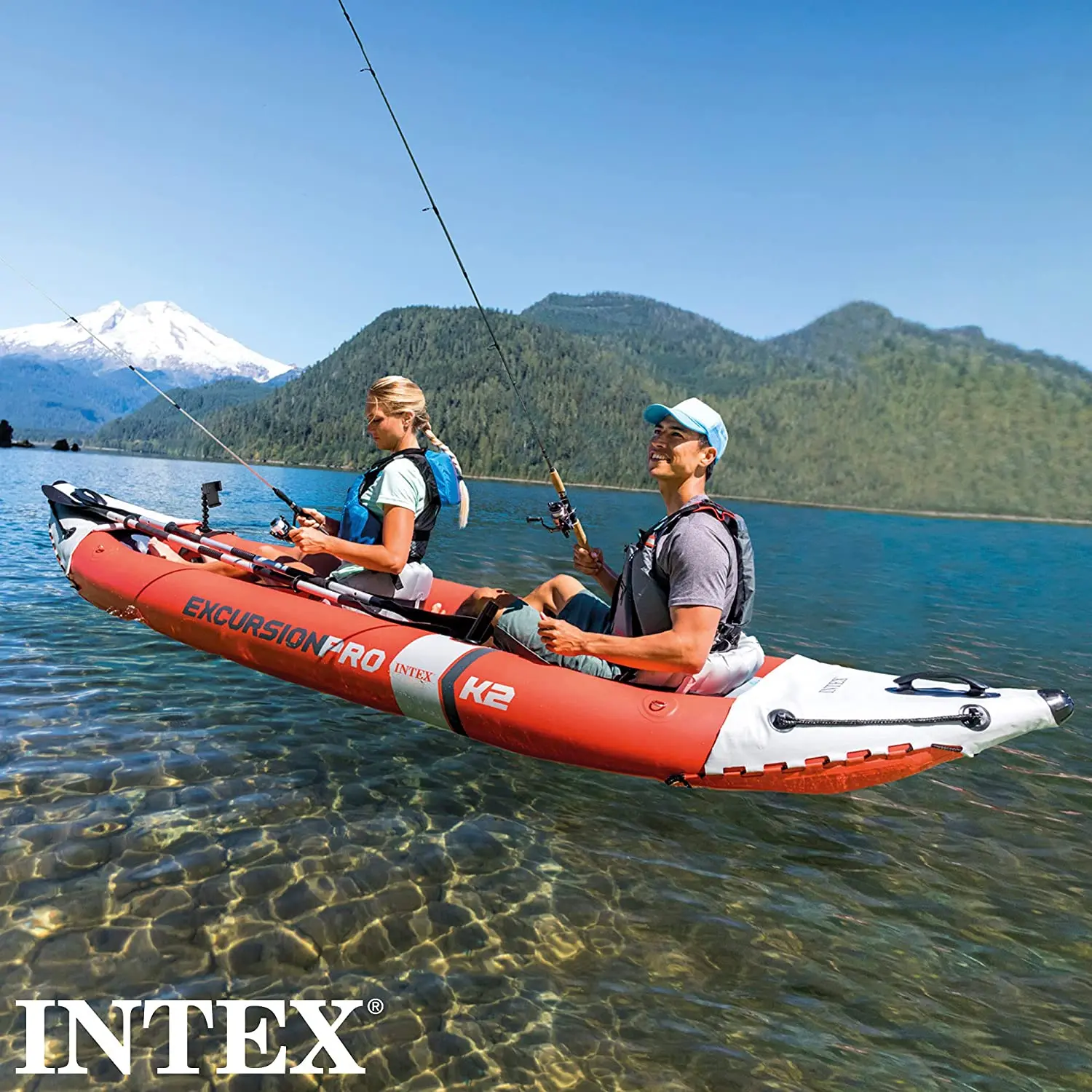 Intex 68309 Excursion Pro Kayak Professional Series 3 Person Inflatable Fishing Kayak Canoe For Sale