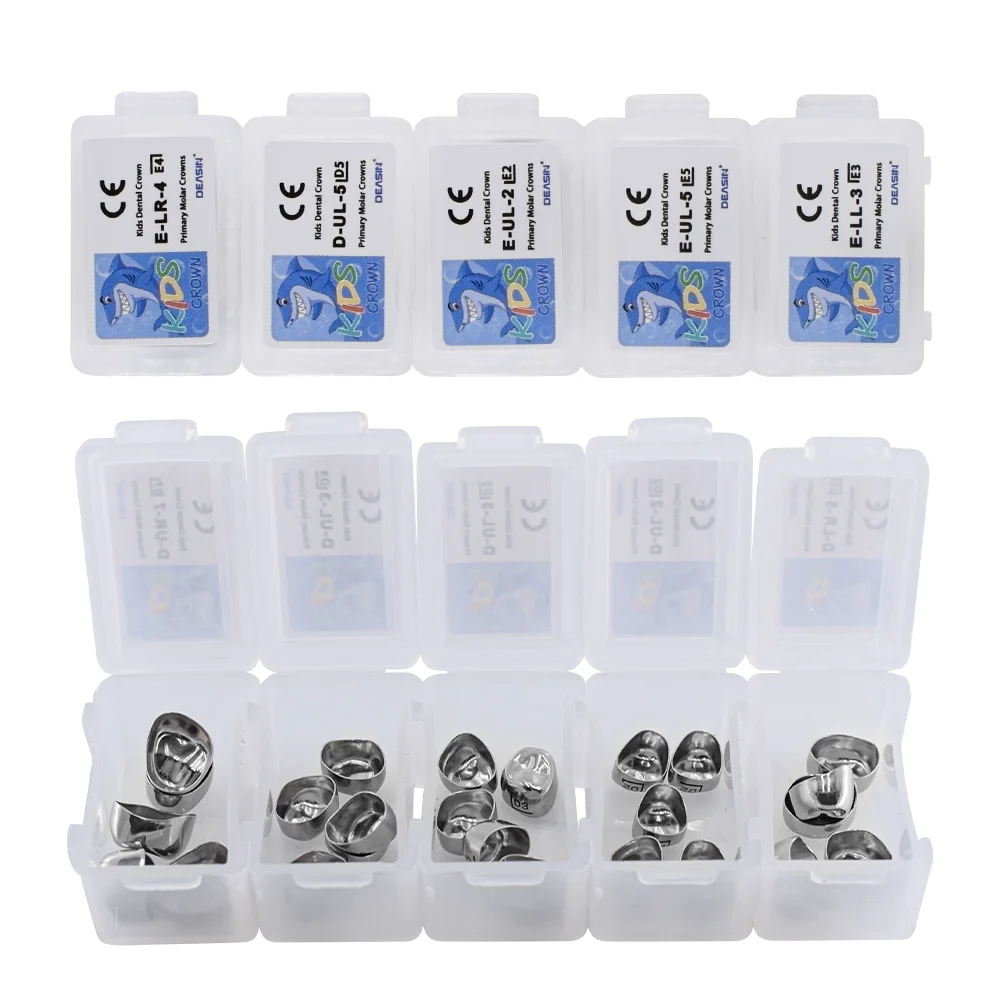 Hot 5Pcs Dental Crown Kid Primary Molar Teeth 1st 2nd Stainless Steel Pediatric Temporary Crown for Upper/Lower Left/Right
