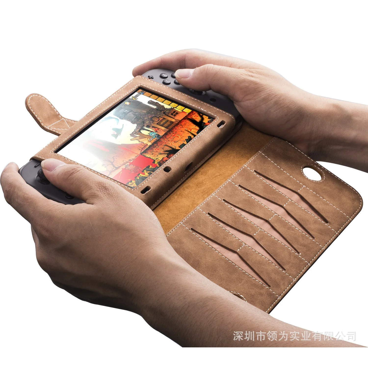 leather Carrying Case Game Card Cartridges foldable multifunctional stand for Nintendo Switch