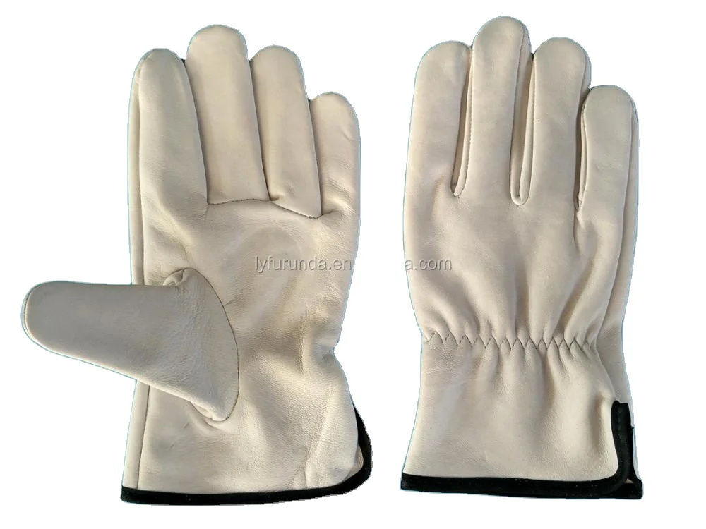 Golden color  Sheepskin Soft Leather Cotton Liner Working Safety Protective Driving Gloves Wholesale