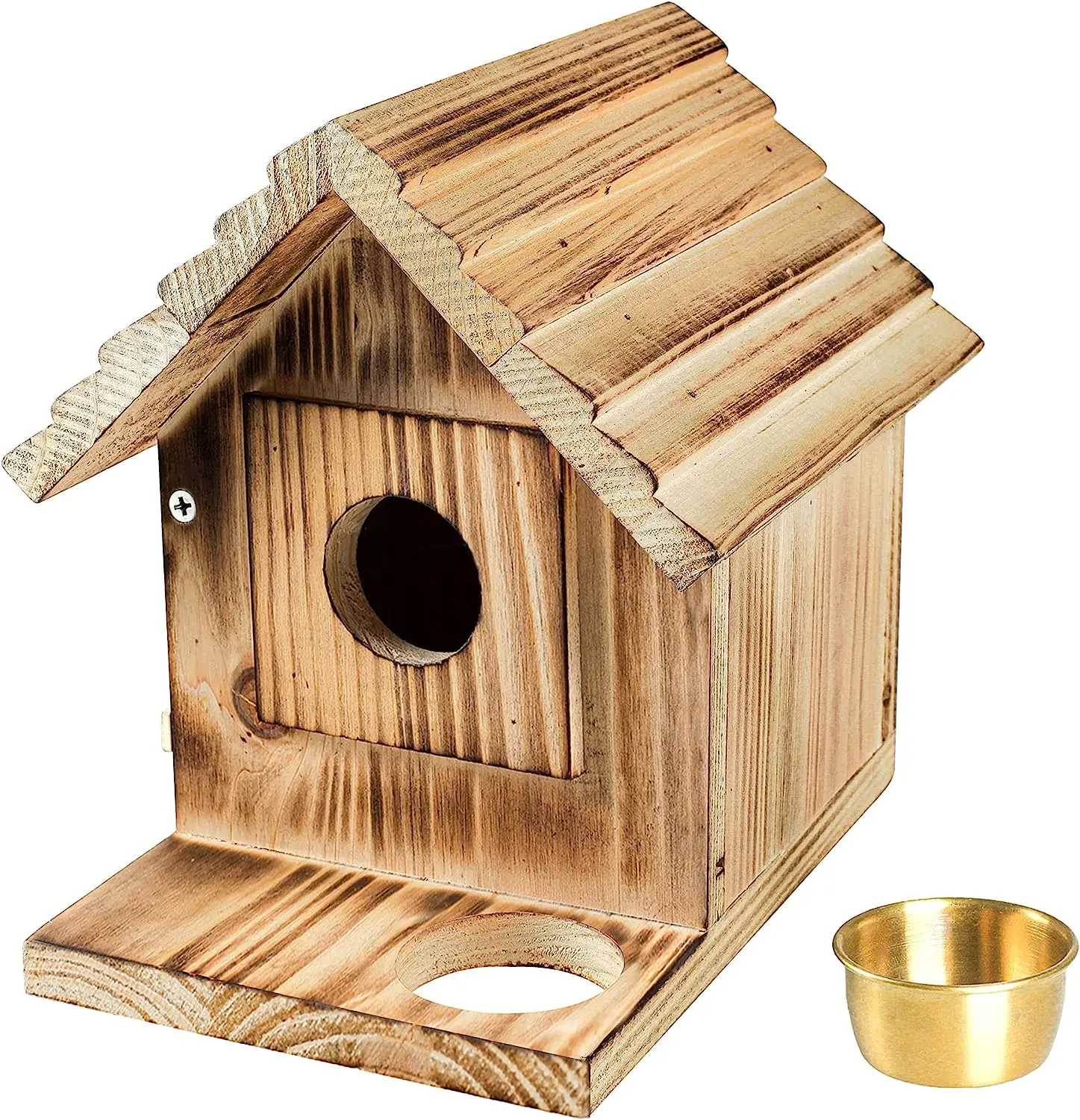 Bird House Birdhouse for Outside Wooden Bluebird House with Predator Guard Bluebird Nesting Box Wild Bird Watching Hanging Clear