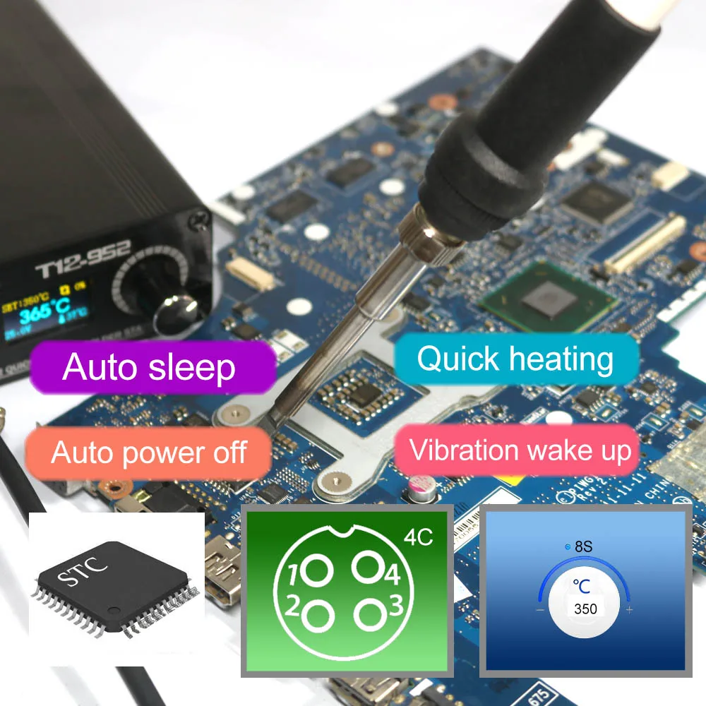 
T12-952 OLED digital soldering station high quality T12-M8 aluminum alloy repair handle with 1pc T12-K soldering iron tips 
