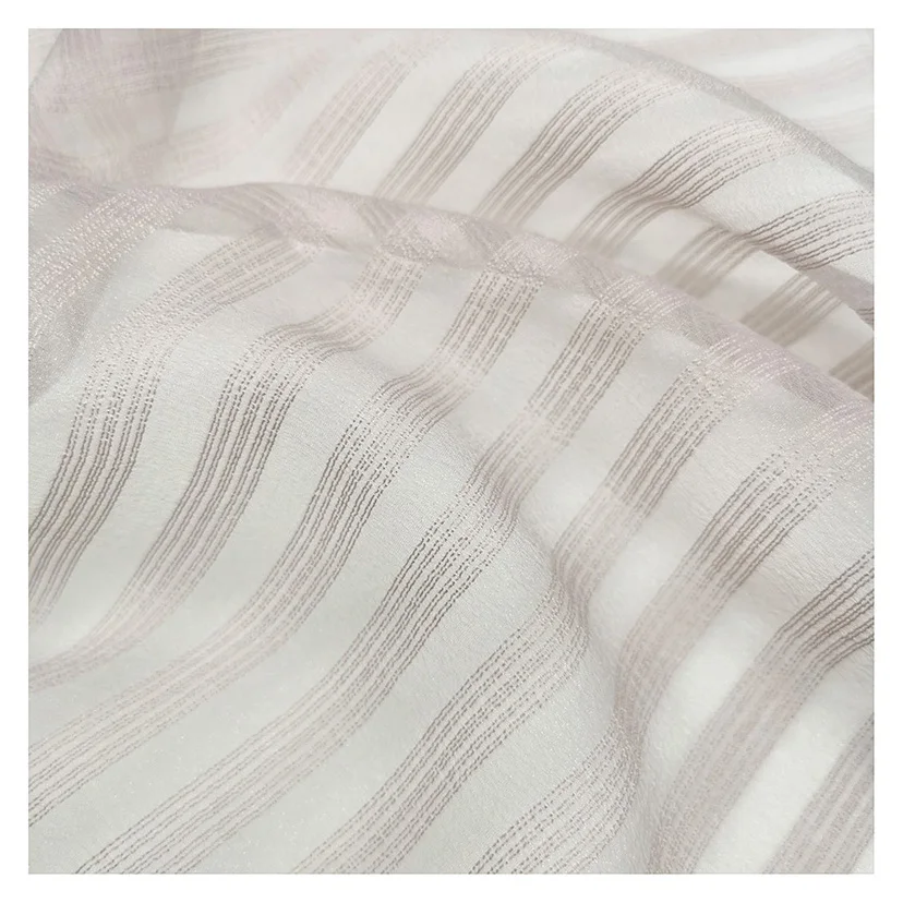 
stripe design crinkle organza fabric polyester sheer crepe organza dress fabric 