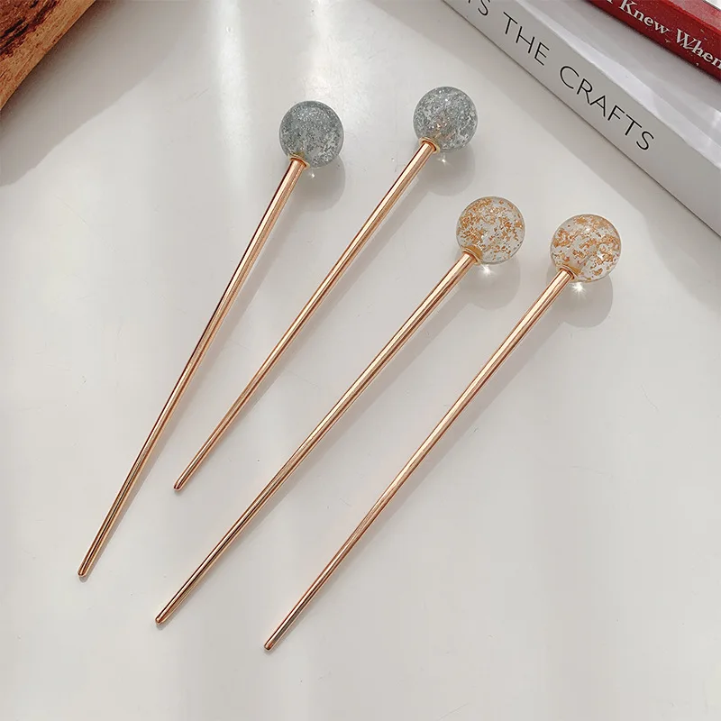 Элегантная шпилька для волос из бисера, шпильки для волос из металлического сплава, металлические шпильки для волос, шпильки для волос с одним круглым жемчугом для женщин, плотные длинные волосы в пучок