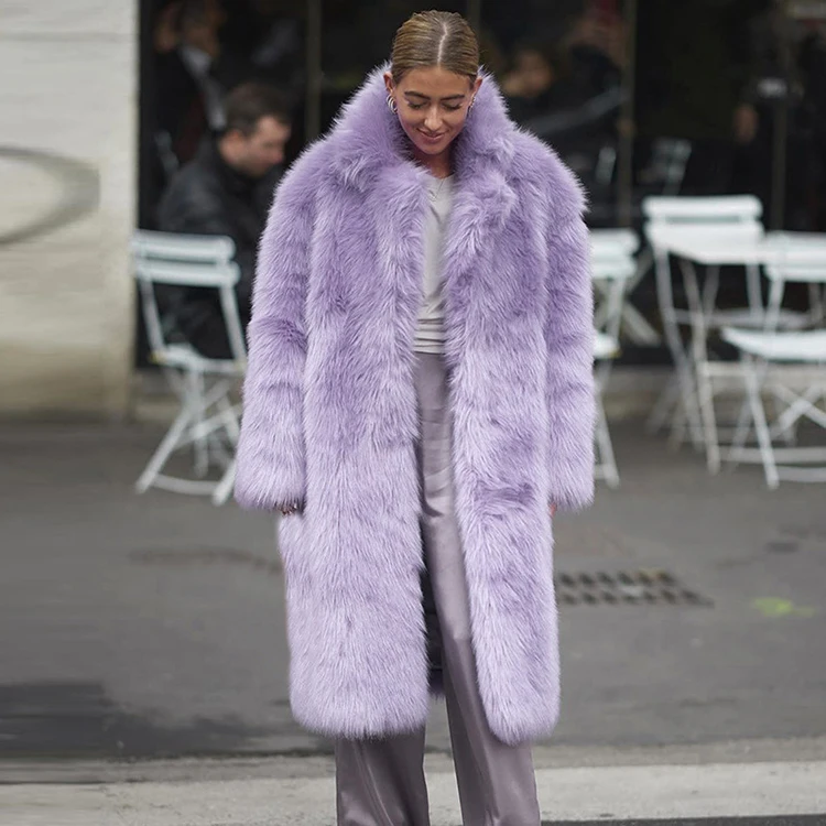 Spring 2024 womens clothing European-style  women faux rabbit animal fur plush long coat