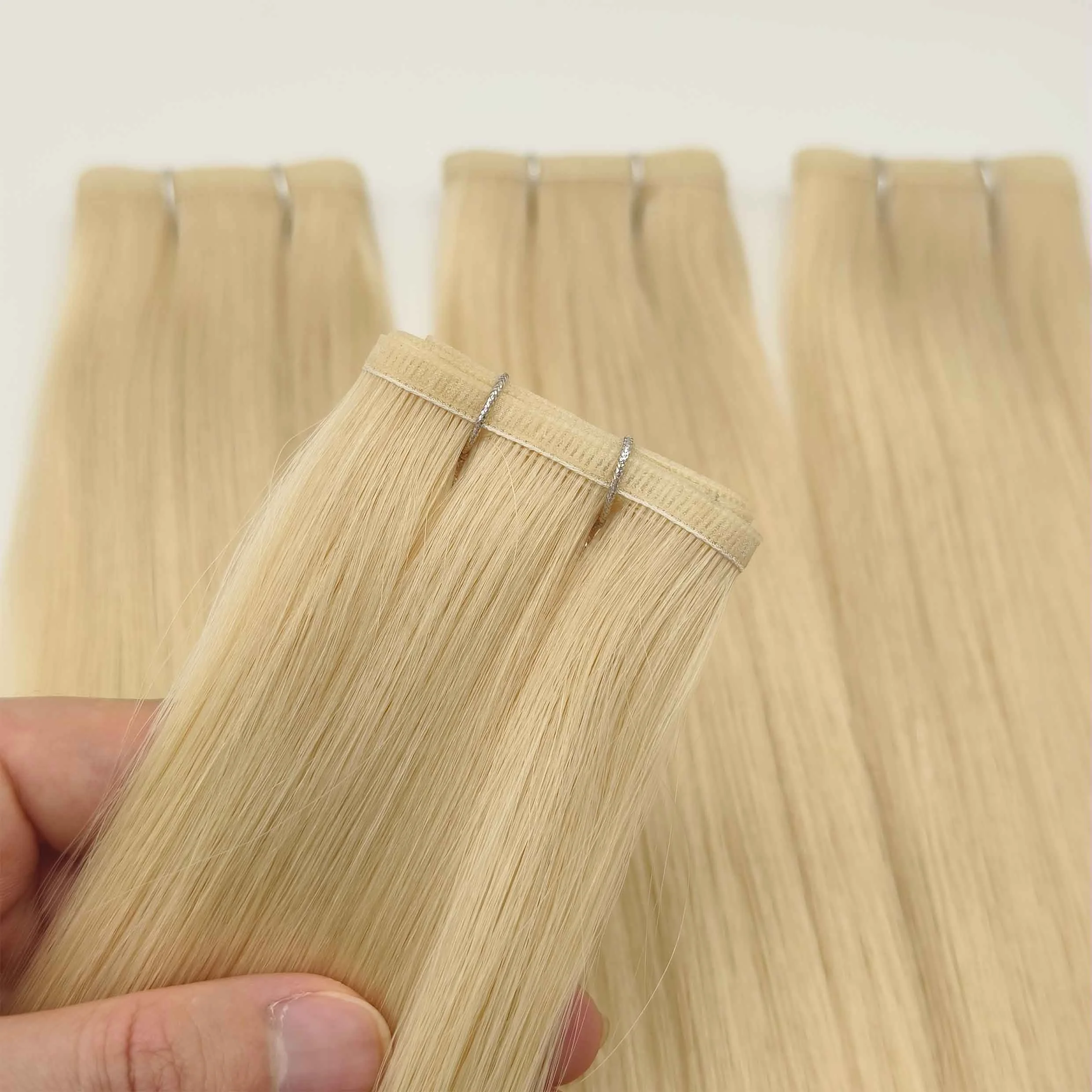 Manufacturing Factory Wholesale Prices Double Drawn No Return Hair Top Quality Raw Virgin Russian Hair Flat Weft Hair Extensions