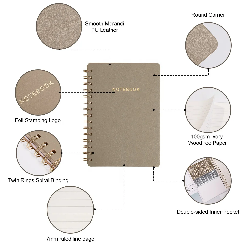 Новинка, популярный кожаный чехол для блокнота Morandi A5, пользовательский журнал из искусственной кожи с линейной страницей