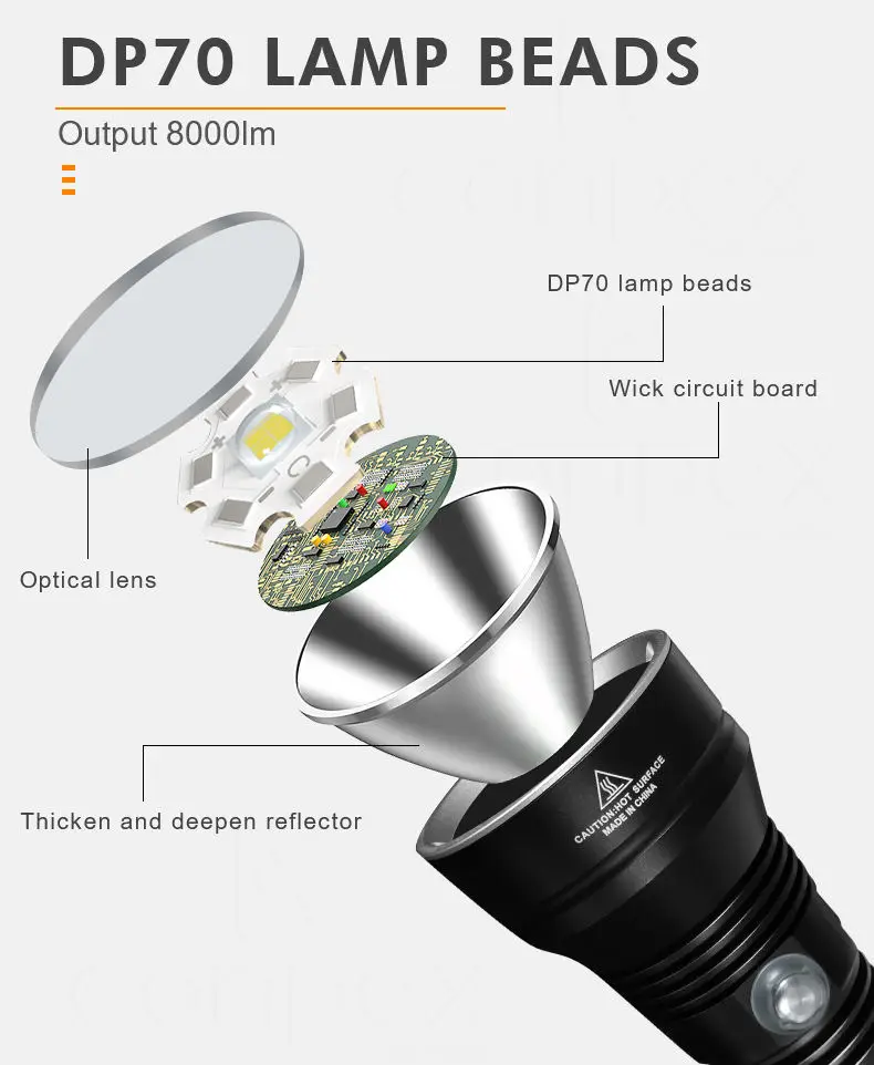 360Light Super 8000LM Professional IP8 Waterproof rating Lamp Using 26650 Battery led Diving Underwater torch light flashlights