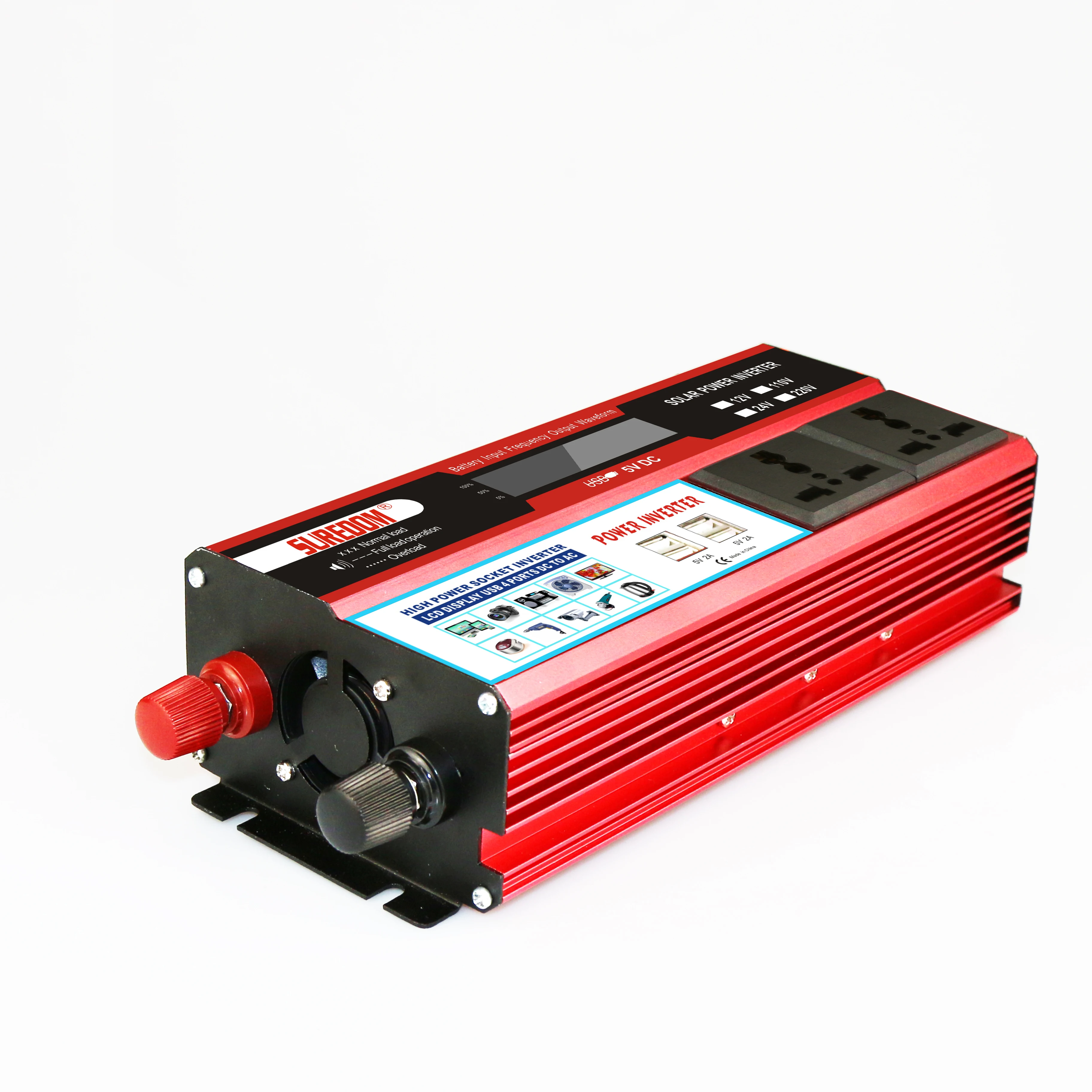 Dual USB 2000W 2000 Watt Portable Car Power Inverter Charger Converter Adapter DC 12V/24V to AC 110V/220V Modified Sine Wave