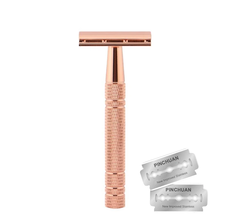 Manufacturer Light Luxury Style Straight Double Edge Blade Aluminum Alloy Handle Safety Razor