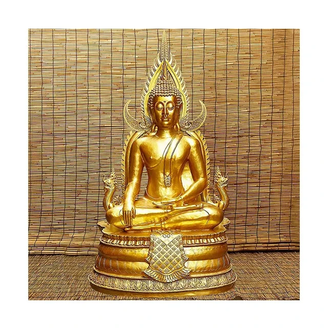 Hot Sale high quality Religion Ornament Products Painting gold color Fiberglass Sitting Buddha Statues sculpture