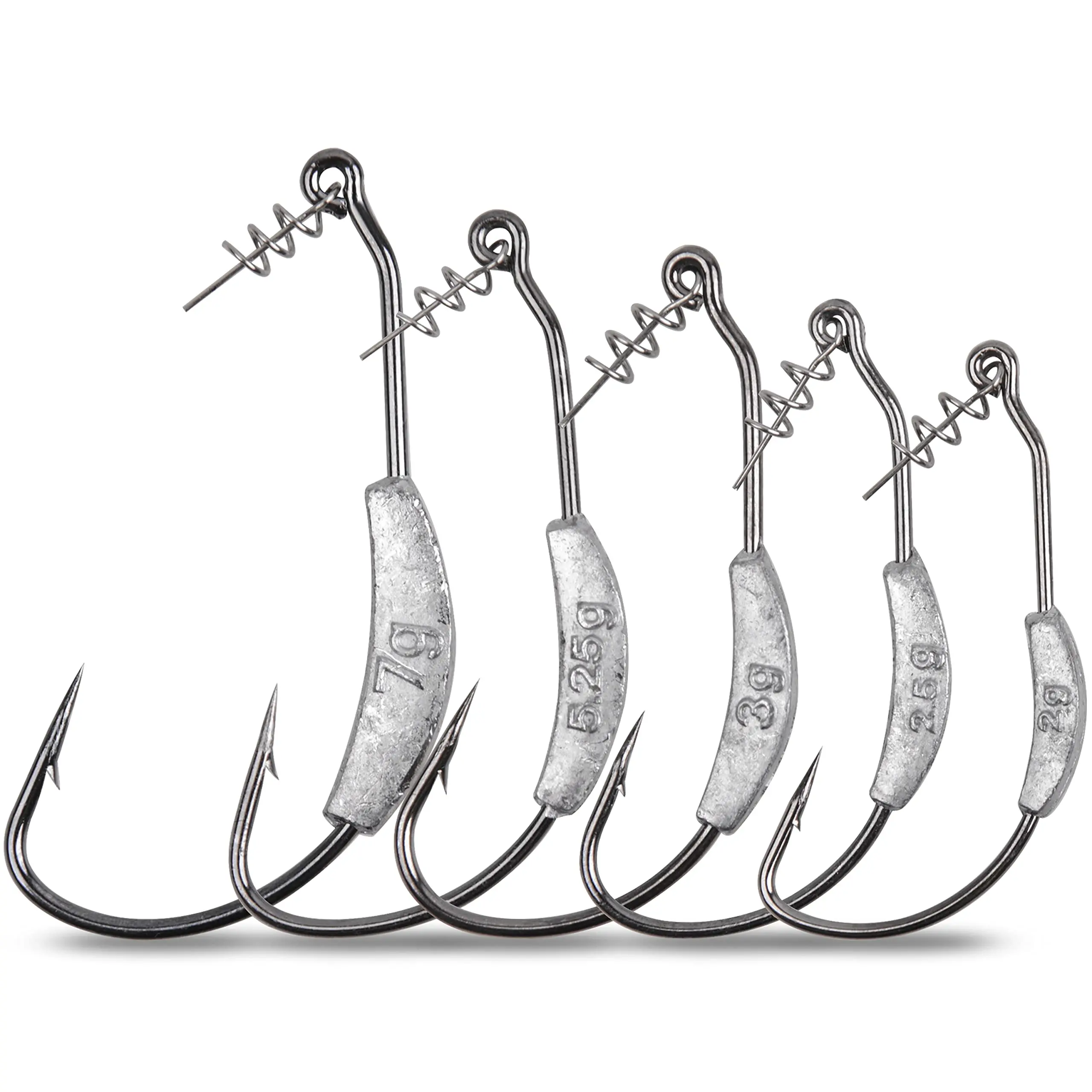 TOPIND Fishing Weighted Hooks Bass Hooks Weedless Worm Hooks with Twistlock