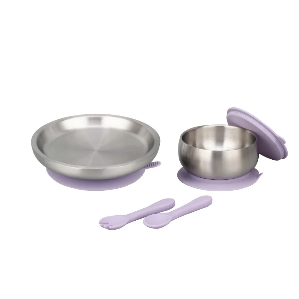 New Arrival BPA Free Stainless Steel Baby Bowl With Silicone Suction And Storage Lids Set Baby Toddler Feeding For Baby