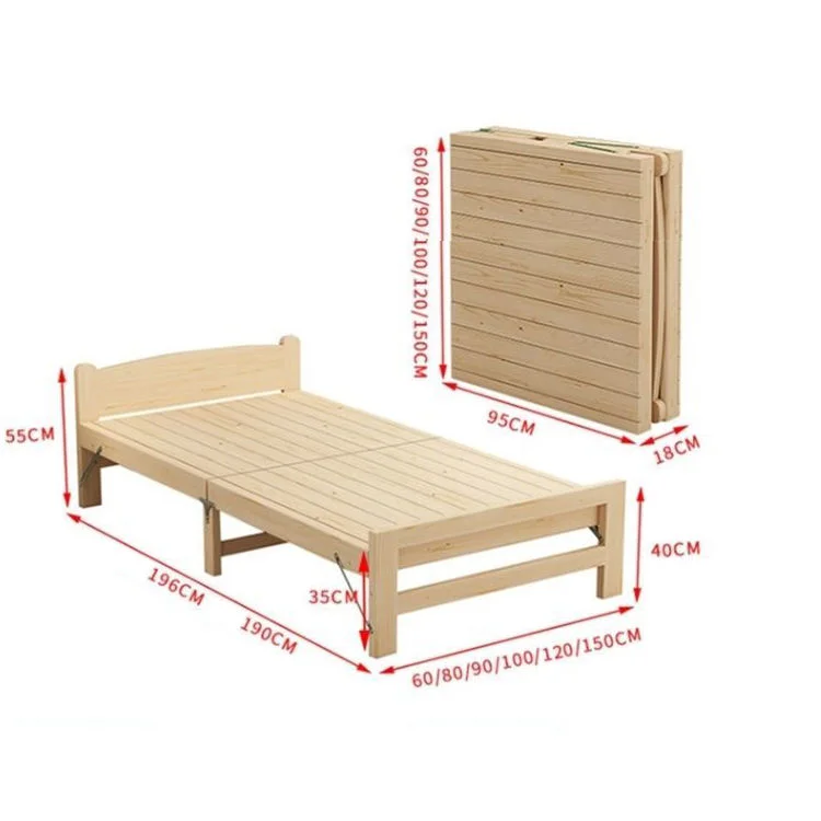MZC-18 Cheap High Quality Wood Single Folding Bed Eco-friendly Portable Folding Beds