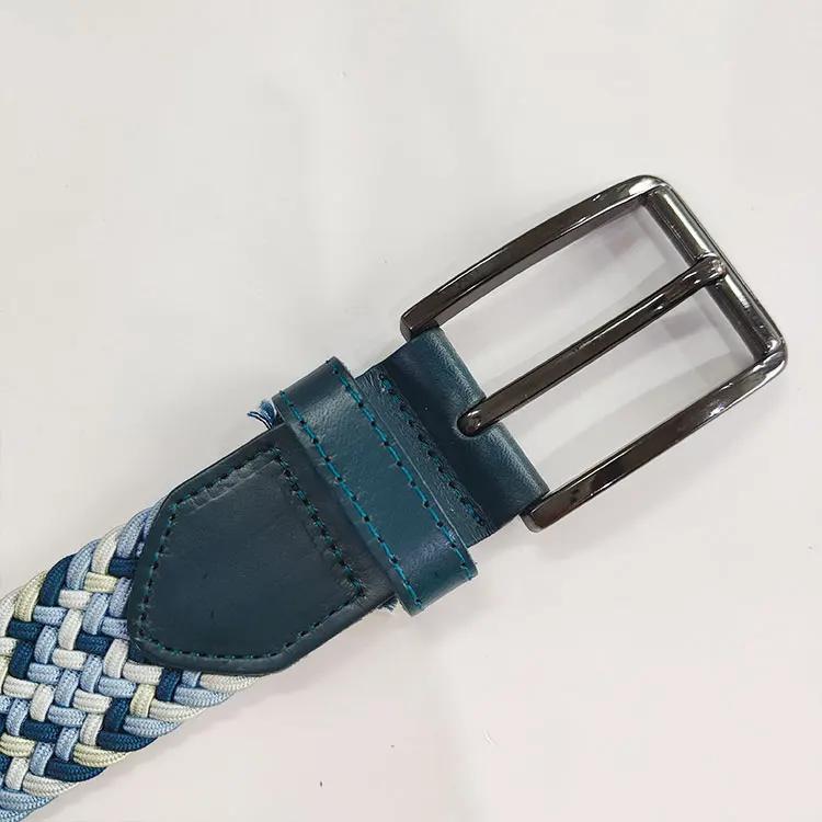 Плетеные эластичные ремни унисекс в стиле гольф для отдыха плетеные с верхним кожаным ремнем из полиэстера