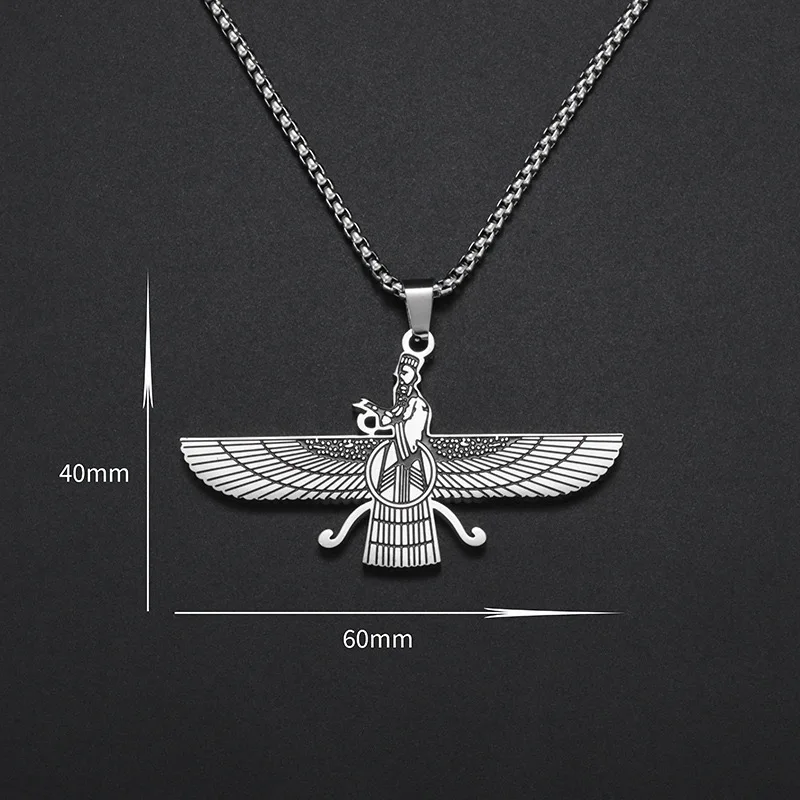 MoyaMiya Farvahar wing  Ahura Mazda  Zoroastrian  Persian Iran symbols stainless steel jewelry  men