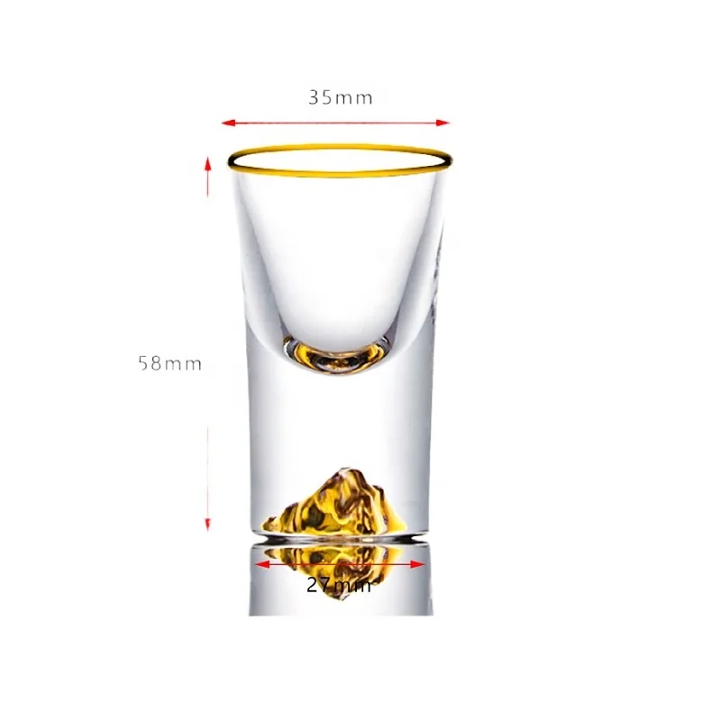 Manufacturer of 12ml thick bottom shot glasses with gold rim  customized shot glass gold rim free samples premium quality