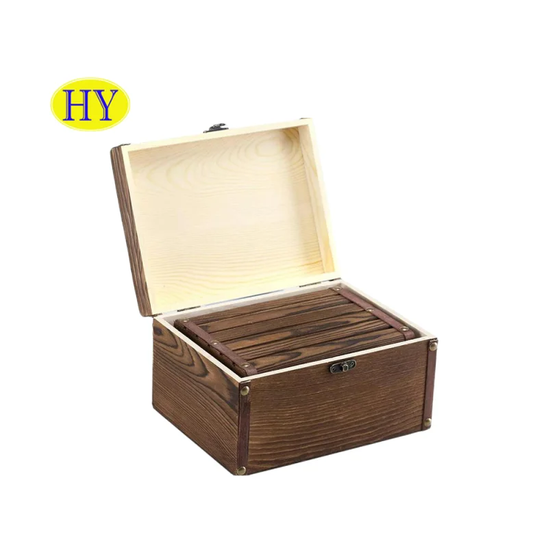 Rustic fancy Brown pine wooden jewellery box Decorative Nesting Storage wooden box for jewellery luxury wood gift box